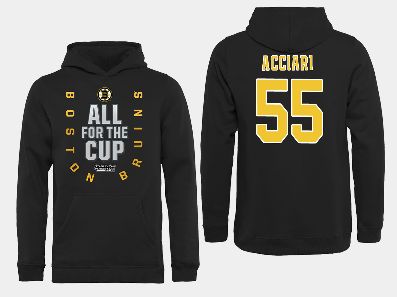 NHL Men Boston Bruins #55 Acciari Black All for the Cup Hoodie